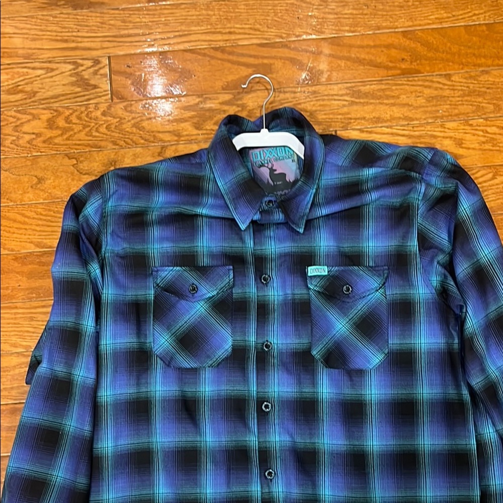 DIXXON Blue and Black Casual Button Down Shirt
